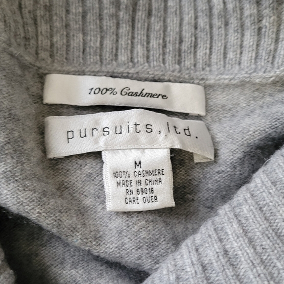 Pursuits LTD. Soft Gray Shawl Collar Cashmere Academia Long Sleeve Sweater - Picture 6 of 6